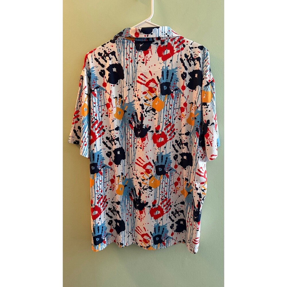 HRESKI Men's Golf Polo Shirt size XXL Hand Print / Paint Splatter - Picture 4 of 4